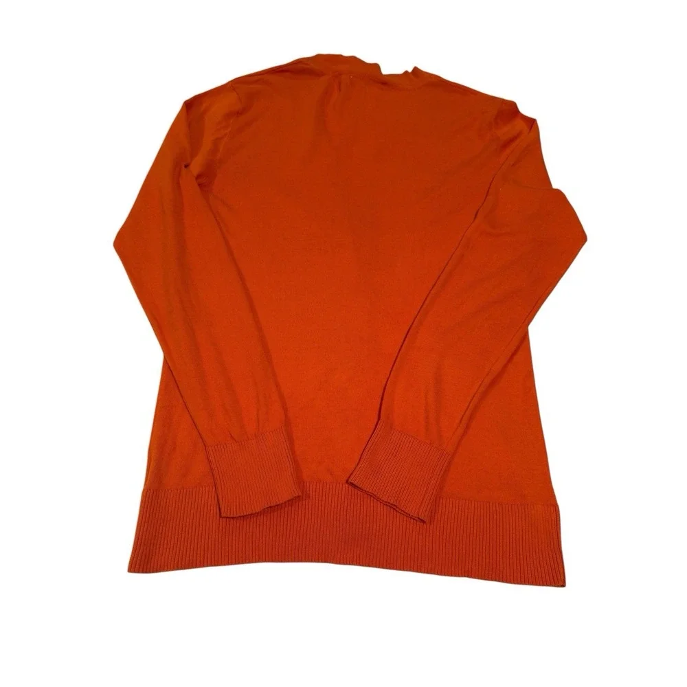 Tory Burch Orange V-Neck Button Front Lightweight Knit Cardigan Sweater M